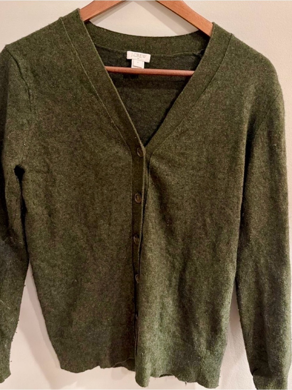 J.Crew Olive Green Wool Blend Cardigan Sweater Small